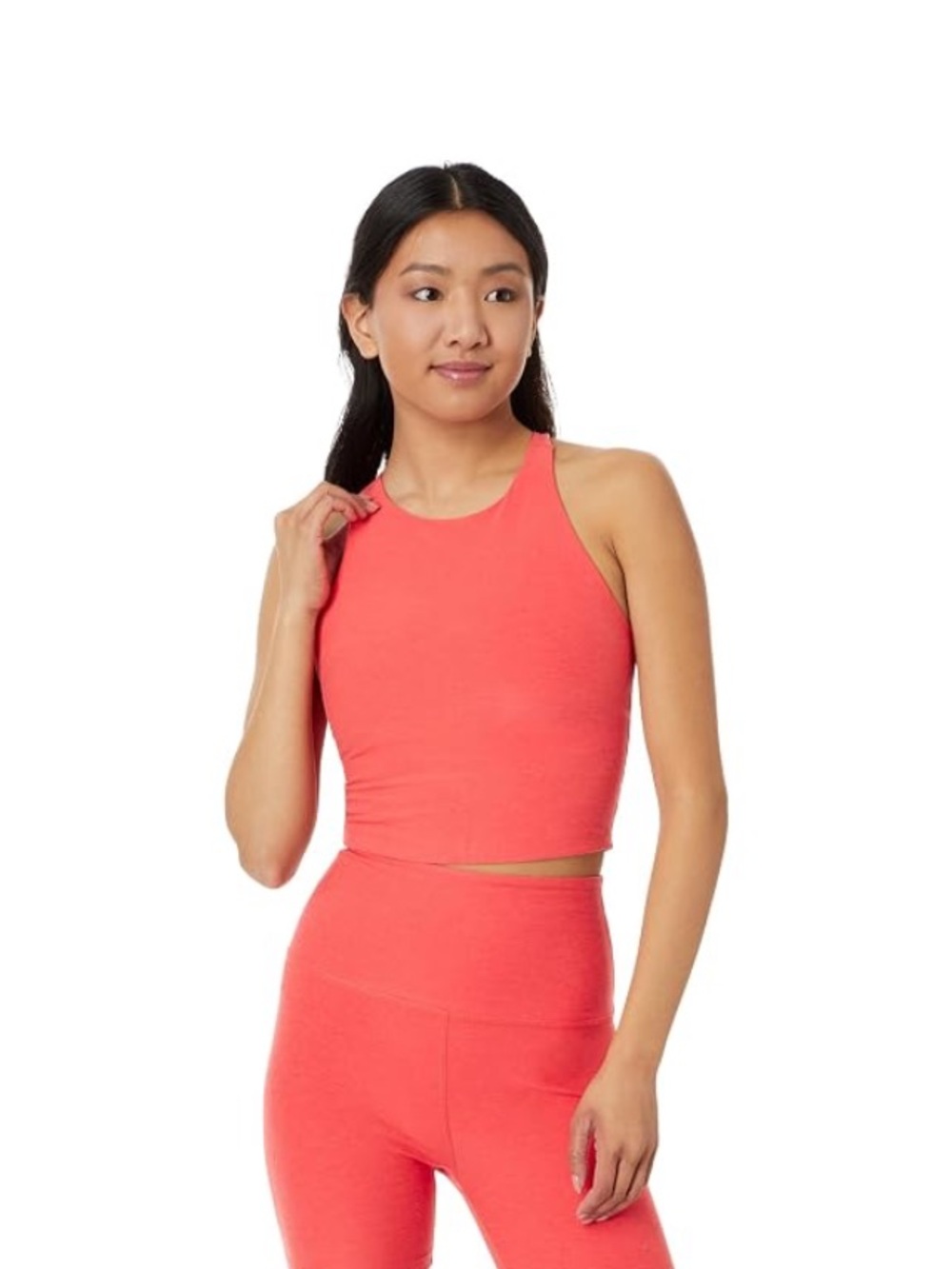 Beyond yoga Sleeveless Coral Crop Tank Top - Vibrant Women's Summer Essential